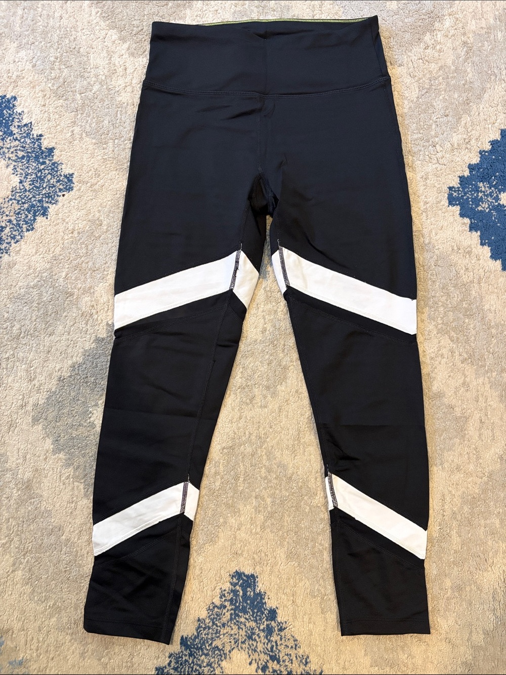 Calvin Klein Black Leggings with White Chevron Stripes